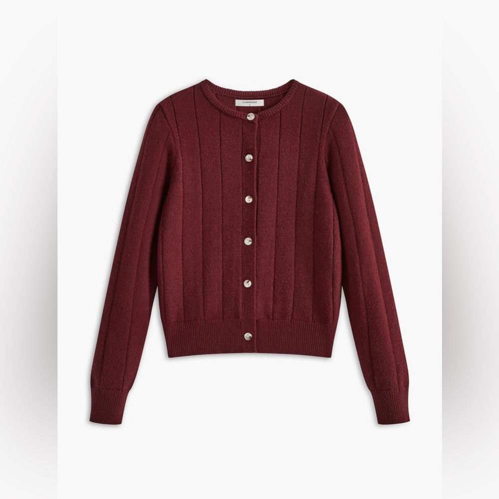 Crew neck soft button cardigan